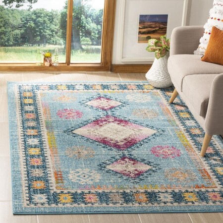 Safavieh 2 ft. 2 in. x 8 ft. Madison 300 Rectangle Power-Loomed Rug - Light Blue & Fuchsia MAD305M-28